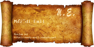 Mádi Emil névjegykártya
